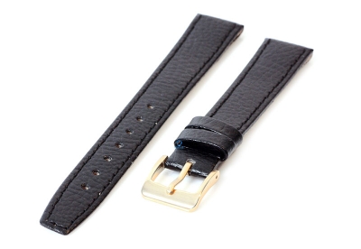 Open-end clip watch strap 16mm - Calf leather black