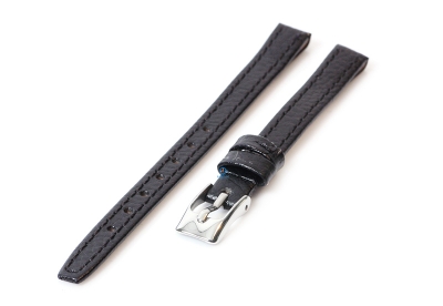Open-end clip watch strap 8mm - Calf leather black