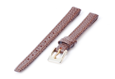 Open-end clip watch strap 8mm - Calf leather brown