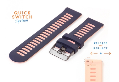 Silicone 20mm watch band - blue/pink