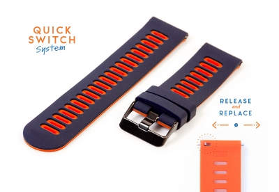 Silicone 20mm watch band - blue/orange
