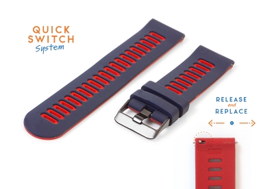 Silicone 20mm watch band - blue/red