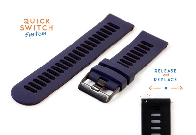 Silicone 20mm watch band - blue/black