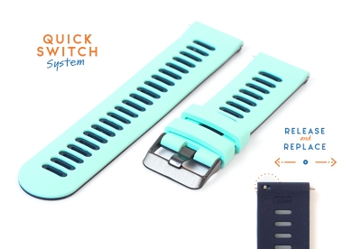 Silicone 20mm watch band - mintgreen/blue