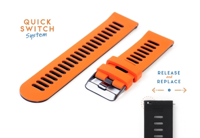 Silicone 20mm watch band - orange/black