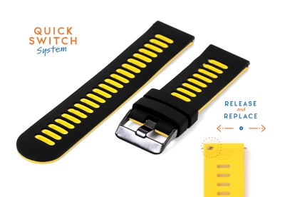 Silicone 20mm watch band - black/yellow