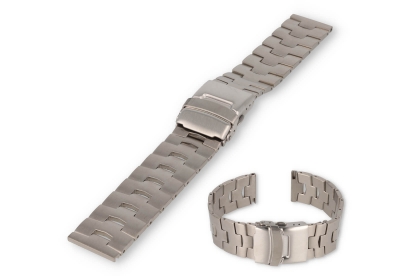 Flat watch strap 22mm titanium - silver (clasp steel)