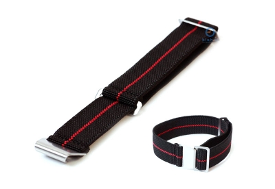 Elastic watchstrap 21mm nylon black - red