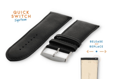 Watchstrap 32mm black leather