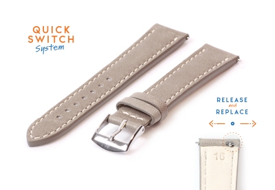 Watchstrap 16mm grey leather