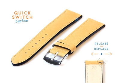 Watchstrap 20mm leather honey yellow