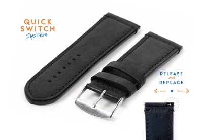 Watchstrap 26mm black calf leather