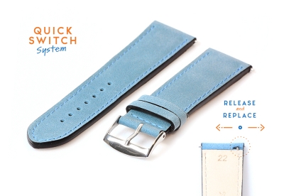 Watchstrap 22mm blue leather