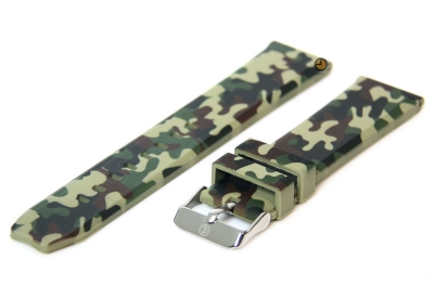 Watchstrap 24mm green camouflage silicone