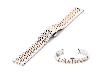 watch band 14mm steel silver/rosegold - polished