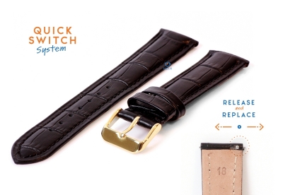 Quick Switch watch strap 18mm black leather - golden buckle