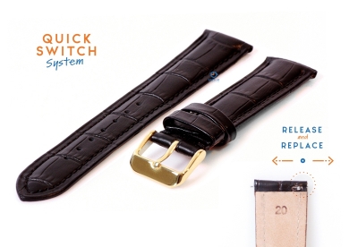 Quick Switch watch strap 20mm black leather - golden buckle