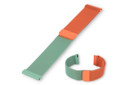 Mesh 20mm watch strap - orange/mintgreen