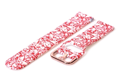 Watchstrap 20mm silicone flowerpint red