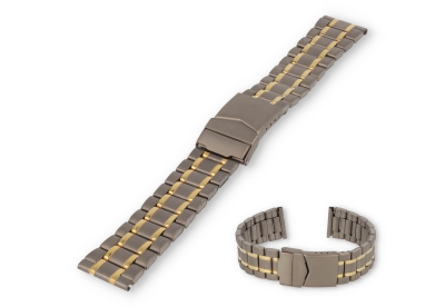 Bicolour titanium watch strap 20mm with 3-fold clasp