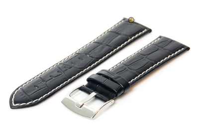 Midnight black watchstrap - 24mm leather