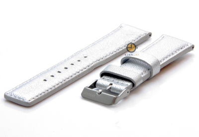 Oozoo watchstrap 22mm silver leather