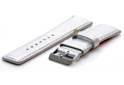Oozoo watchstrap 24mm silver leather