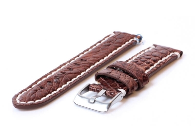 Gisoni watchstrap crocodile leather 24mm brown XL
