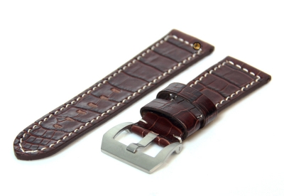 Watchstrap 26mm leather croco dark brown