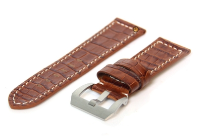 Watchstrap 26mm leather croco brown