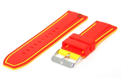 Reversible watchstrap 26mm red-yellow silicone