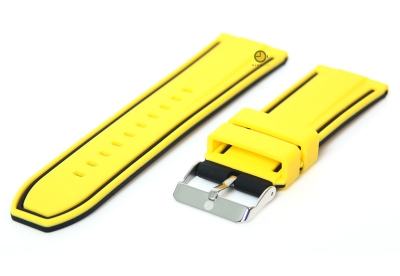 Reversible watchstrap 26mm yellow-black silicone