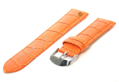Watchstrap 18mm orange leather croco