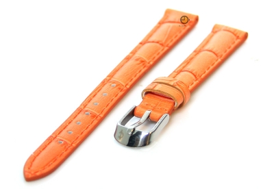 Watchstrap 12mm orange leather croco