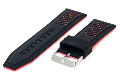 Watchstrap 24mm bicolor black red silicone