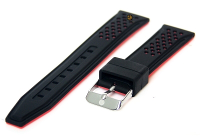 Watchstrap 20mm black red silicone