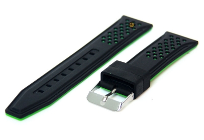 Watchstrap 20mm black green silicone