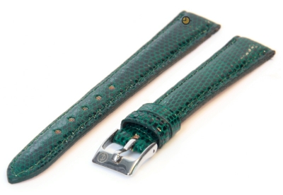 Watchstrap 14mm green lizard leather