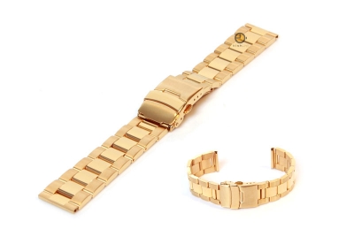 Watchstrap 18mm stainless steel matt/polished gold
