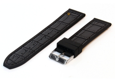 Watchstrap 24mm silicone with leater black