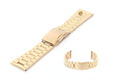 Watchstrap 23mm stainless steel matt/polished gold