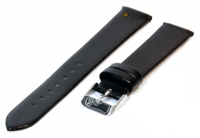 Seamless watchstrap 16mm black leather