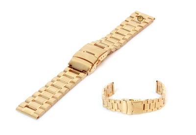 Watchstrap 16mm stainless steel matt/polished gold
