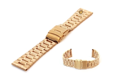 Watchstrap 22mm stainless steel matt/polished gold