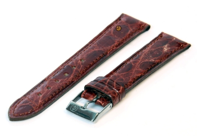 Watchstrap 16mm (red)brown crocodile leather