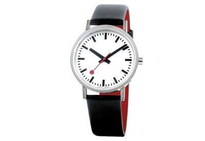 Mondaine 18mm watchstrap black red polished