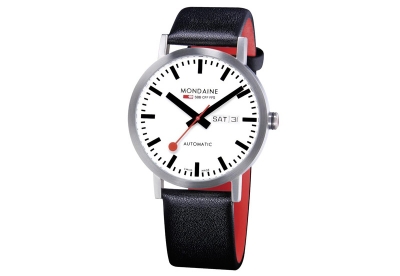 Mondaine 20mm watchstrap black red polished