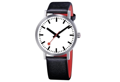 Mondaine 20mm watchstrap black red brushed
