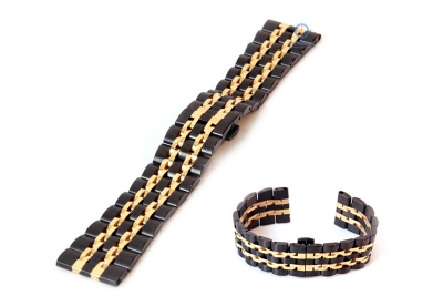 Watchstrap 24mm stainless steel black gold