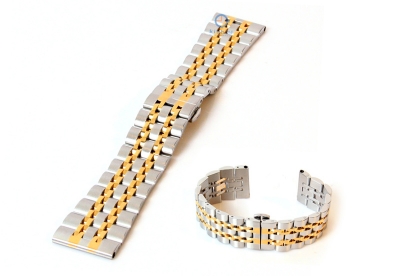Watchstrap 24mm stainless steel silver gold